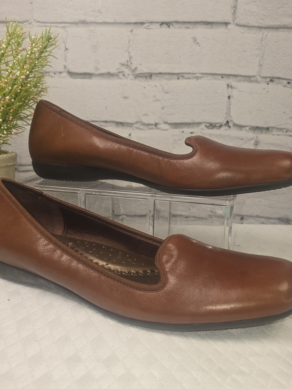 WOMENS TROTTERS SIMONA COGNAC SLIP ON SHOE LOAFERS LEATHER CASUAL SIZE 11 - Picture 3 of 12